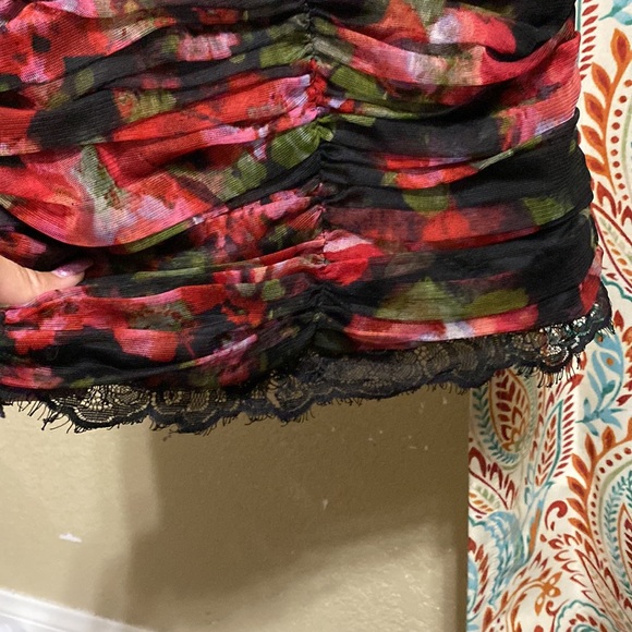 Marchesa pearl rose print ruched bodycon dress - Picture 3 of 7